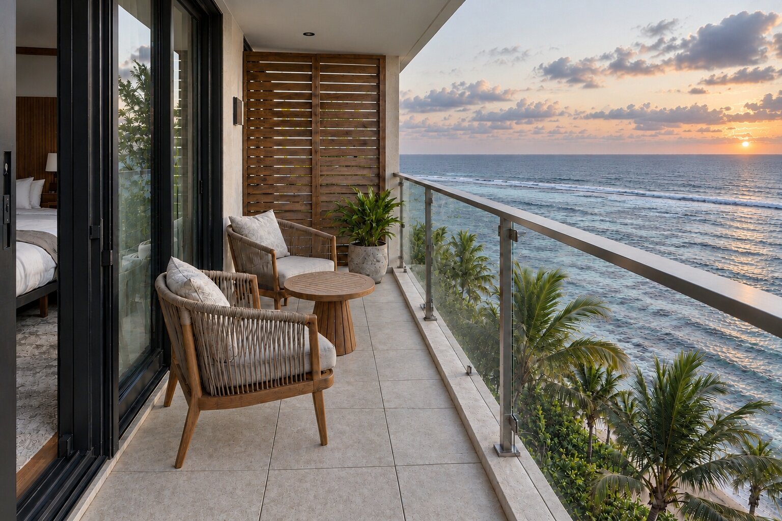 Private balcony looking out to sea