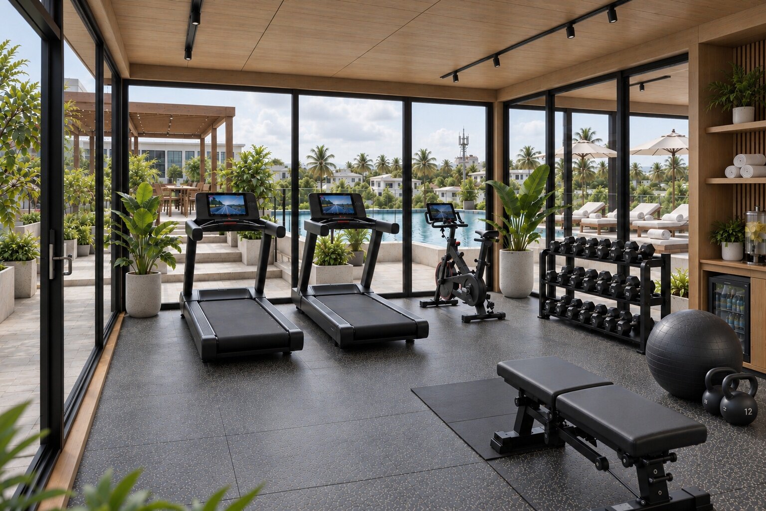 Fitness pavilion with ocean views