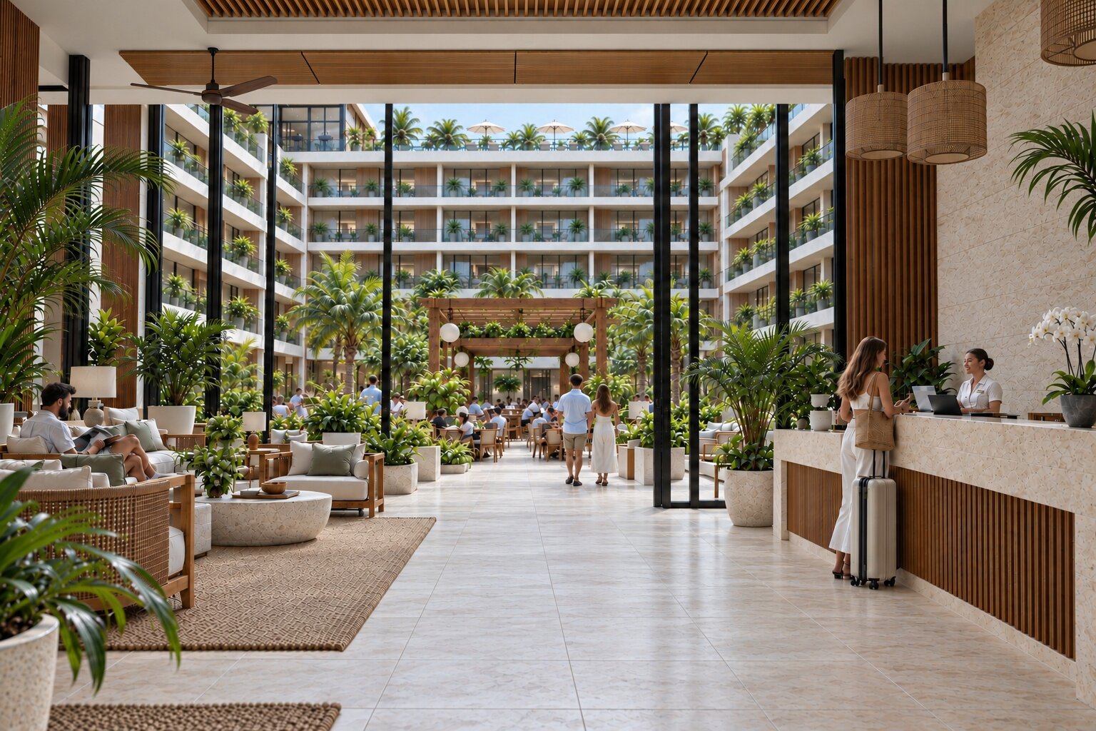 Emgrand's open, light-filled lobby