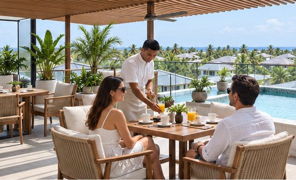 Café service by the rooftop pool, artist's impression